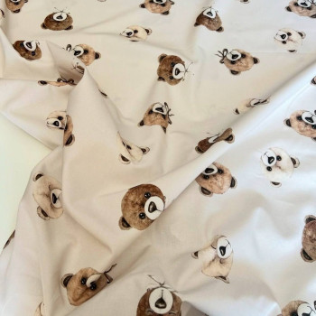 Teddy bears on a light beige background