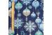 Lilac Christmas tree decorations on blue