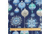 Lilac Christmas tree decorations on blue